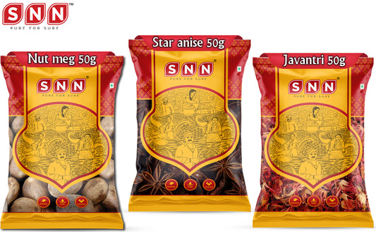 SNN Javitri 50g, Star Anise 50g & Nut Meg 50g Combo - SNN Foods