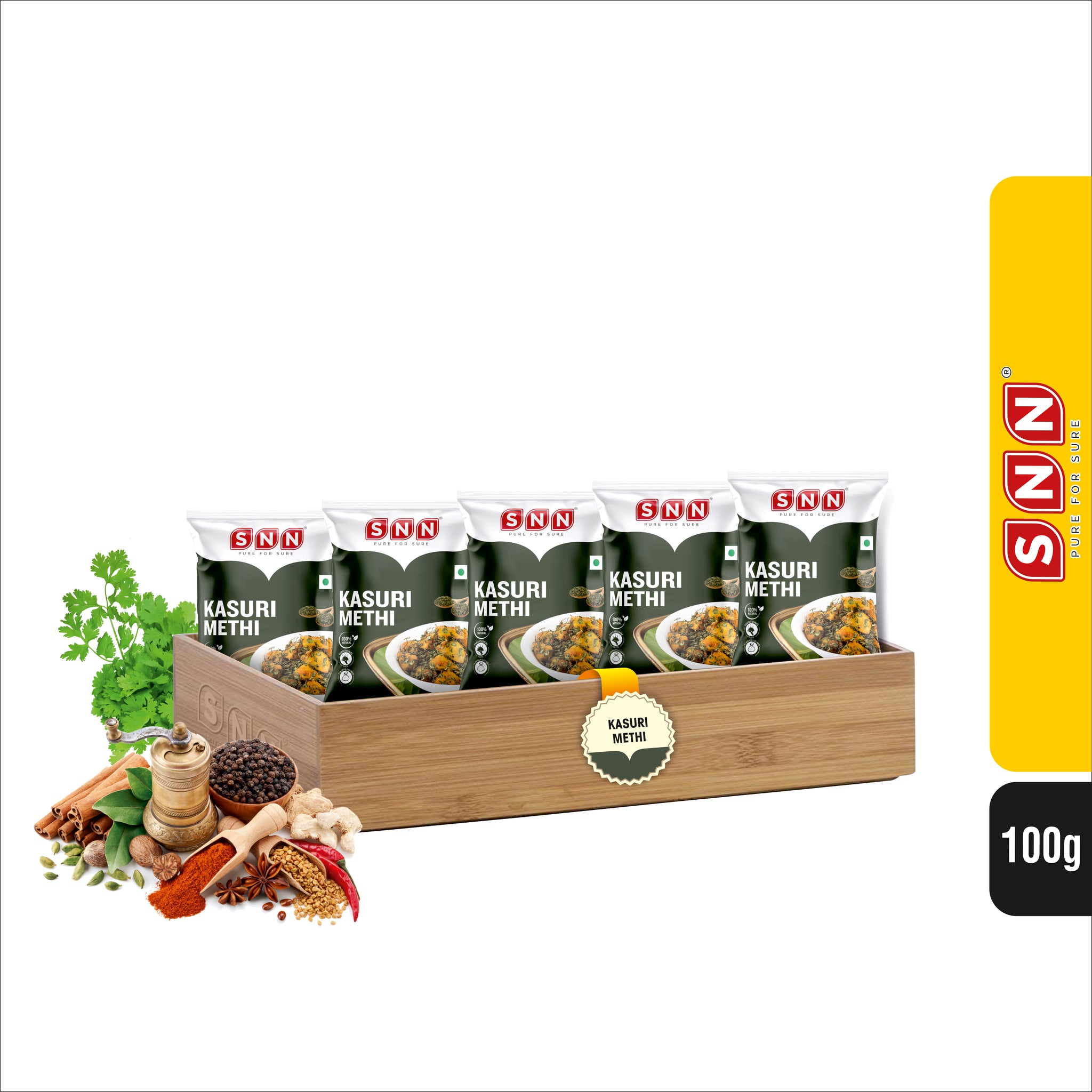 SNN Kasuri Methi Pack of 5 - Each pack 100g - SNN Foods