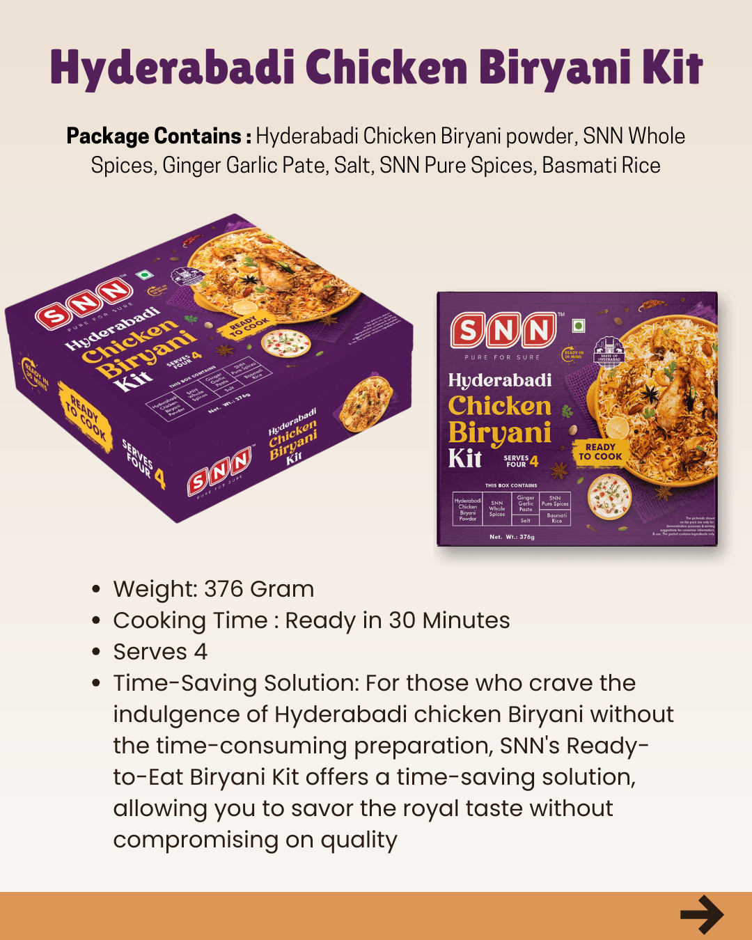 SNN Chole chawal, Dalmakhani chawal & Hyderabadi biryani Kits combo