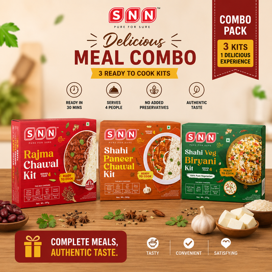 SNN Rajma chawal, Shahi Paneer chawal & Shahi veg Biryani Kits Combo - SNN Foods