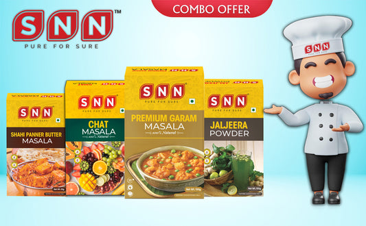 SNN Garam Masala, Chat Masala, Shahi Paneer Masala, Jaljeera Powder Combo - 100g each - SNN Foods