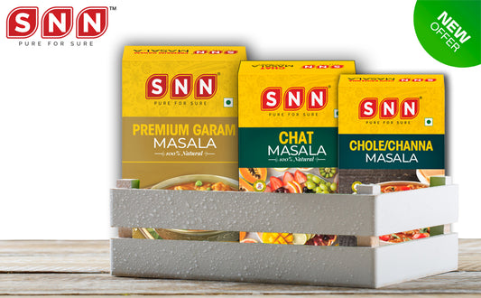 SNN Premium Garam Masala, Chole Channa Masala & Chat Masala Combo - 100g each - SNN Foods