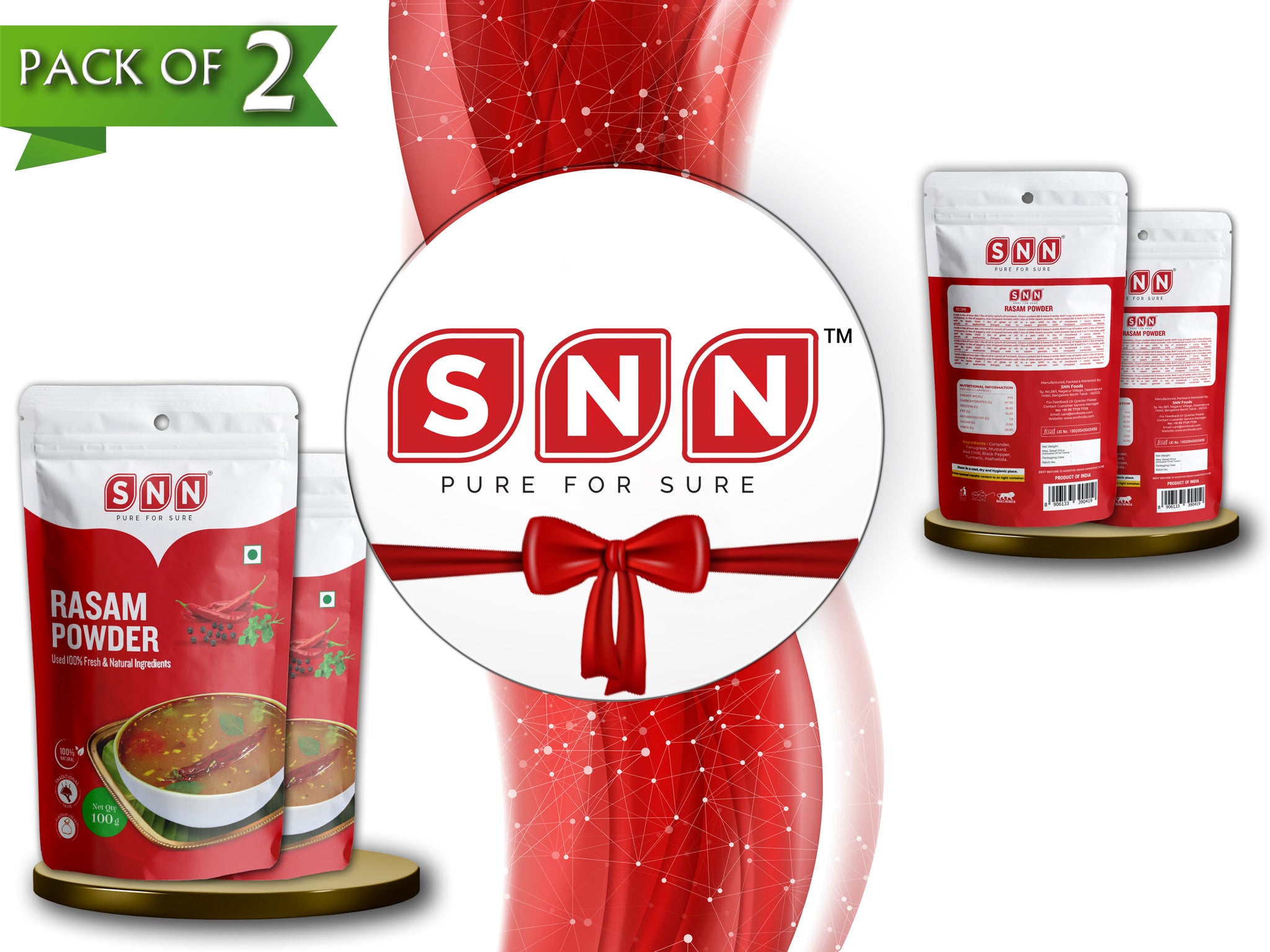 SNN Rasam Powder Pack of 2 - Each pack 100g - SNN Foods