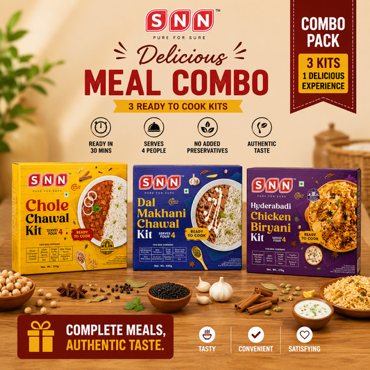 SNN Chole chawal, Dalmakhani chawal & Hyderabadi biryani Kits combo - SNN Foods
