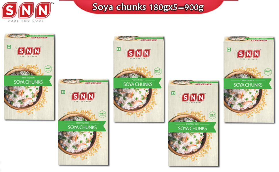 SNN Soya Chunks Pack of 5 - 180g each - SNN Foods