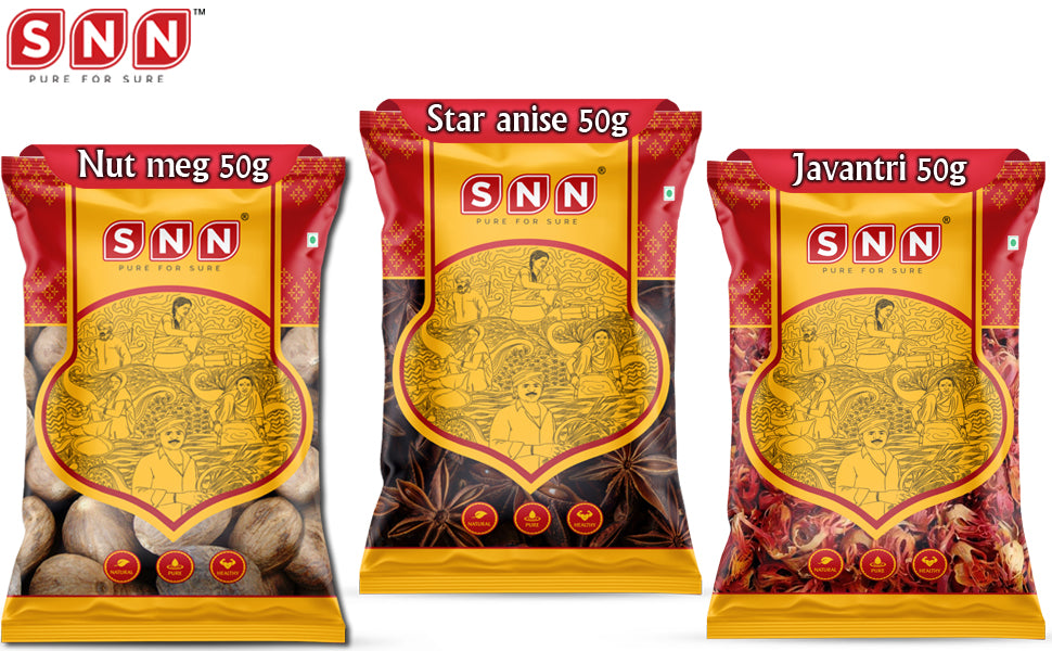 SNN Javitri 50g, Star Anise 50g & Nut Meg 50g Combo - SNN Foods